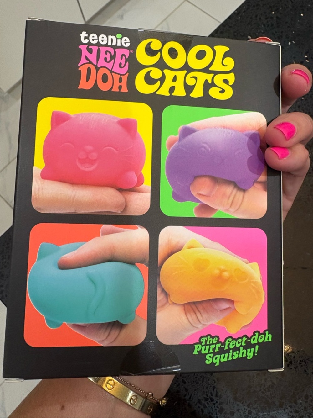 NEE DOH teenie Cool Cats Squishy Set - Pink, Purple, Teal, Orange - Picture 2 of 5